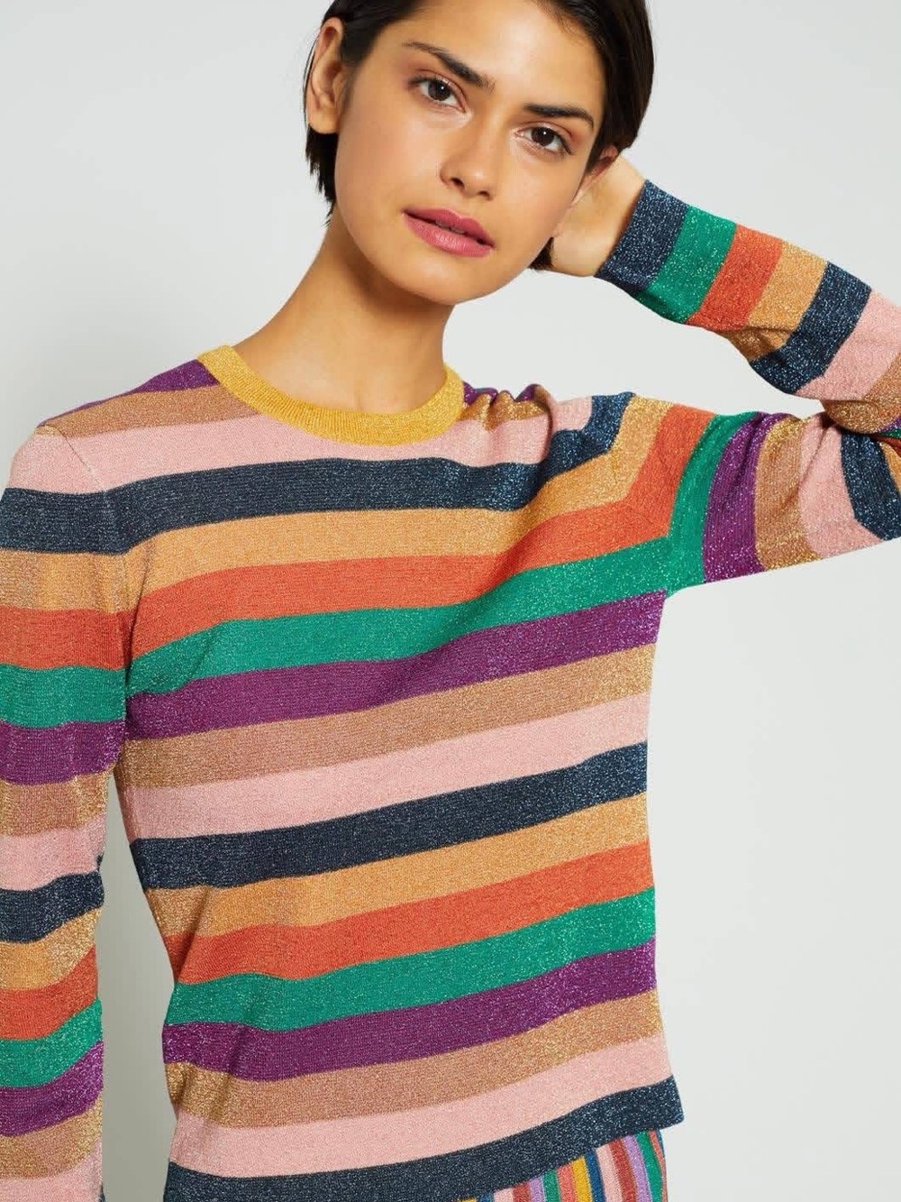 Gorman Australia Multicolor Glitter Stripe Crewneck Sweater